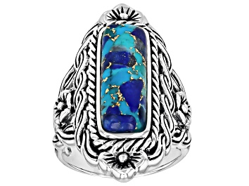 Picture of Pre-Owned Blue Turquoise With Lapis Lazuli Sterling Silver Ring