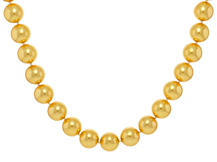 Pre-Owned Pearlfection® Golden South Sea Simulant Rhodium Over Sterling Silver 24 Inch Strand