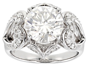 Pre-Owned Moissanite Platineve Heart Ring 4.00ctw DEW
