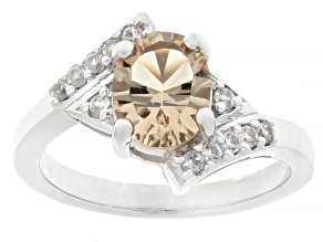 Pre-Owned Champagne Quartz Rhodium Over Sterling Silver Ring 1.53ctw