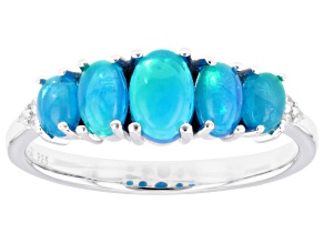 Pre-Owned Paraiba Opal Rhodium Over Sterling Silver Ring 0.04ctw