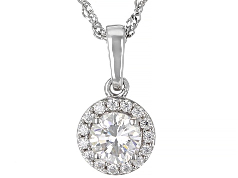 Pre-Owned Moissanite platineve halo pendant .95ctw DEW