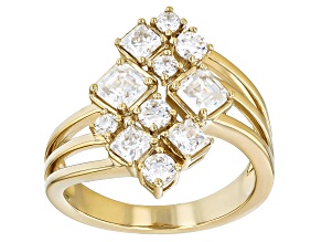 Pre-Owned Moissanite 14k Yellow Gold Over Silver Ring 1.70ctw DEW.