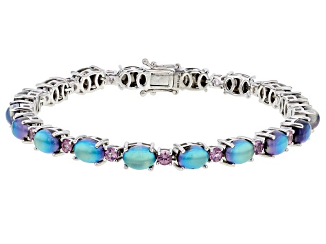 オカレモン Aurora Moonstone Rhodium Over Sterling Silver Ring 0.07ctw