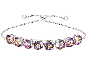 Pre-Owned Orange Quartz Rhodium Over Silver Bolo Bracelet 12.24ctw