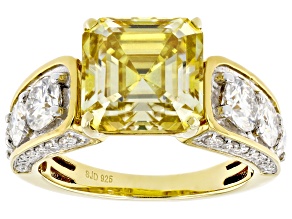 Pre-Owned Yellow And Colorless Moissanite 14k Yellow Gold Over Silver Ring 6.32ctw DEW
