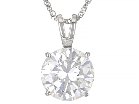 Pre-Owned Moissanite 14k White Gold Pendant 3.10ct DEW.