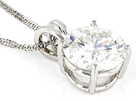 Pre-Owned Moissanite 14k White Gold Pendant 3.10ct DEW.