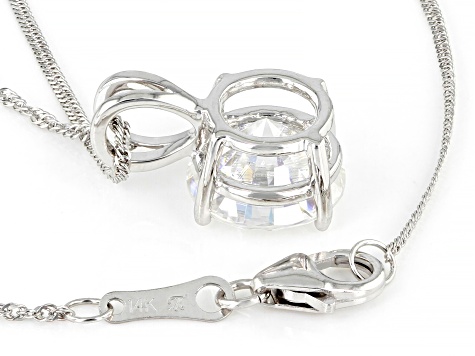 Pre-Owned Moissanite 14k White Gold Pendant 3.10ct DEW.