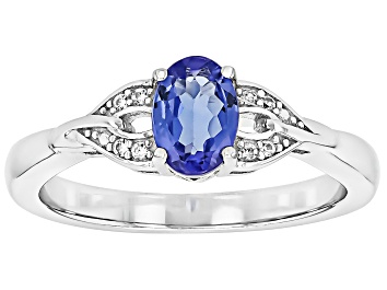 Picture of Pre-Owned Blue Tanzanite Rhodium Over Sterling Silver Ring 0.70ctw