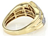 Pre-Owned White Diamond 14k Yellow Gold Over Sterling Silver Bypass Ring 0.55ctw