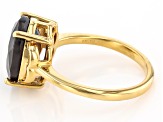 Pre-Owned Golden Sheen Sapphire 18k Yellow Gold Over Sterling Silver Ring 6.18ct