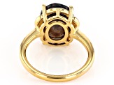 Pre-Owned Golden Sheen Sapphire 18k Yellow Gold Over Sterling Silver Ring 6.18ct