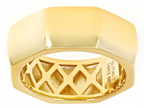 Pre-Owned 18k Yellow Gold Over Bronze 7.9mm Faceted Band Ring