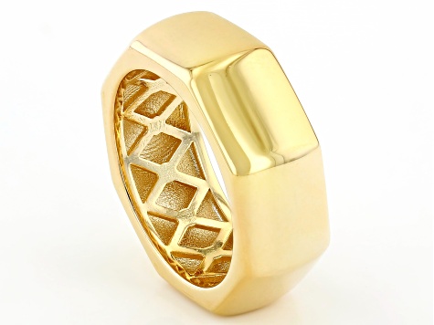Pre-Owned 18k Yellow Gold Over Bronze 7.9mm Faceted Band Ring