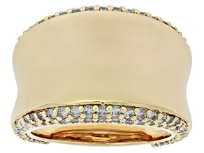 Pre-Owned 18k Yellow Gold Over Bronze Cubic Zirconia Graduated Band Ring