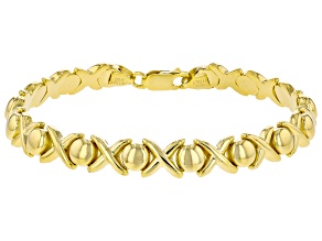 Pre-Owned 18k Yellow Gold Over Sterling Silver Stampato Link Xoxo Bracelet