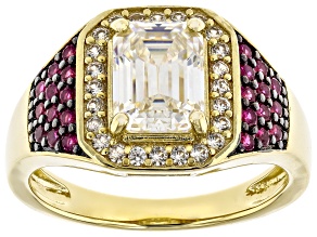 Pre-Owned Strontium Titanate 18k Yellow Gold Over Sterling Silver Ring 2.91ctw