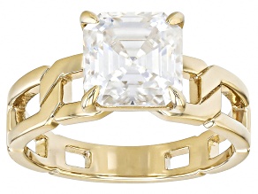 Pre-Owned Moissanite 14k Yellow Gold Over Silver Solitaire Ring 2.96ct DEW
