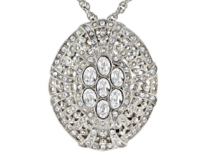 Pre-Owned White Crystal Silver-Tone Necklace