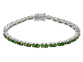 Pre-Owned Green Chrome Diopside Rhodium Over Sterling Silver Tennis Bracelet 7.99ctw