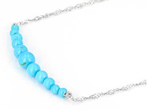 Pre-Owned Blue Sleeping Beauty Turquoise Rhodium Over Sterling Silver Necklace