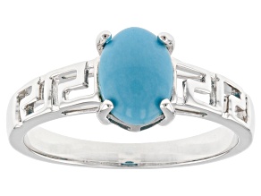 Pre-Owned Blue Sleeping Beauty Turquoise Rhodium Over Sterling Silver Solitaire Ring
