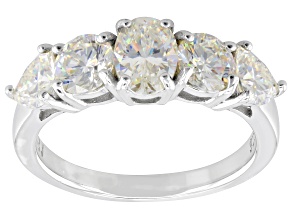 Pre-Owned White Strontium Titanate Rhodium Over Sterling Silver Ring 3.60ctw