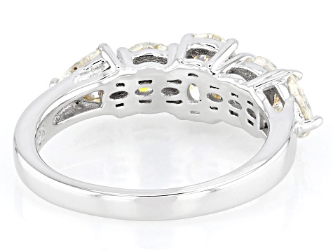 Pre-Owned White Strontium Titanate Rhodium Over Sterling Silver Ring 3.60ctw