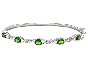 Pre-Owned Green Chrome Diopside Rhodium Over Sterling Silver Bangle Bracelet 2.05ctw