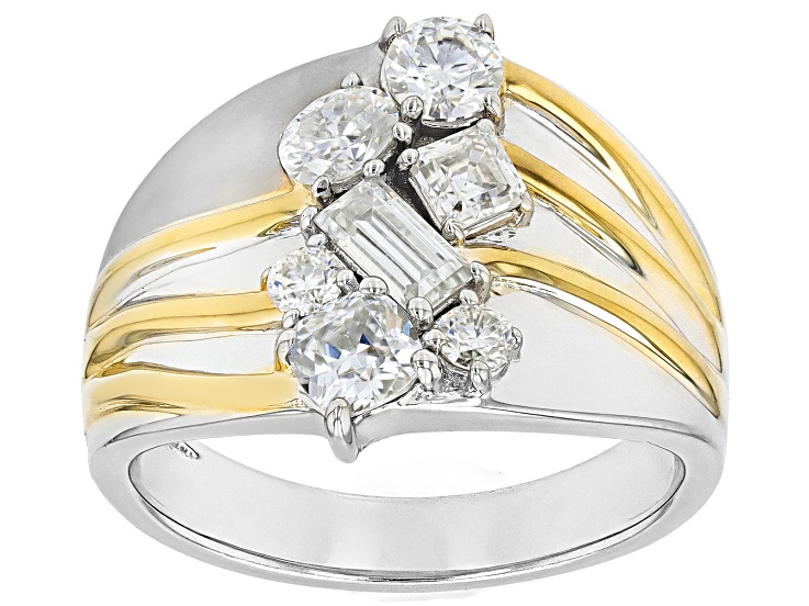 Pre-Owned Moissanite Platineve And 14k Yellow Gold Over Platineve Ring 1.27ctw DEW.