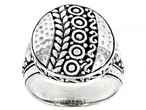 Pre-Owned Sterling Silver Hammered Circle Statement Ring