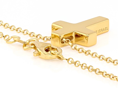 Pre-Owned 14K Gold Over Sterling Silver Cross Pendant With 18" Rolo Chain