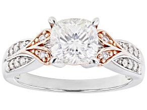 Pre-Owned Moissanite Platineve and 14k rose gold over sterling silver ring 1.86ctw DEW