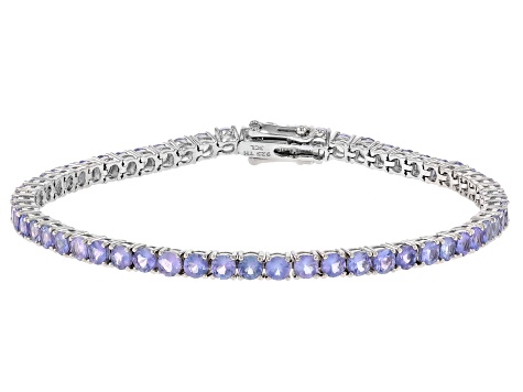 Pre-Owned Blue Tanzanite Rhodium Over Sterling Silver Bracelet 6.27ctw