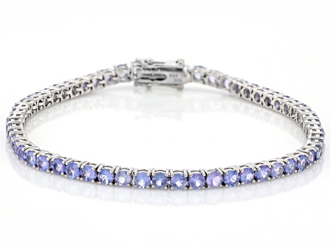 Pre-Owned Blue Tanzanite Rhodium Over Sterling Silver Bracelet 6.27ctw