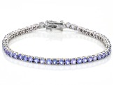 Pre-Owned Blue Tanzanite Rhodium Over Sterling Silver Bracelet 6.27ctw