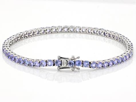 Pre-Owned Blue Tanzanite Rhodium Over Sterling Silver Bracelet 6.27ctw