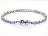 Pre-Owned Blue Tanzanite Rhodium Over Sterling Silver Bracelet 6.27ctw