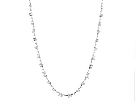 Pre-Owned White Cubic Zirconia Rhodium Over Sterling Silver Necklace 13.07