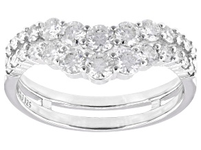 Pre-Owned Moissanite Platineve Chevron Style Ring 1.12ctw DEW.