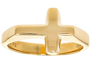Pre-Owned 14K Gold Over Sterling Silver Cross Ring