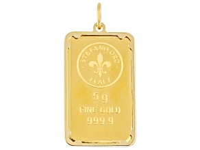Pre-Owned 24k Yellow Gold Classic 5g Ingot with 14k Yellow Gold Frame Pendant