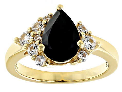 Black Spinel 18k Yellow Gold Over Sterling Silver Necklace