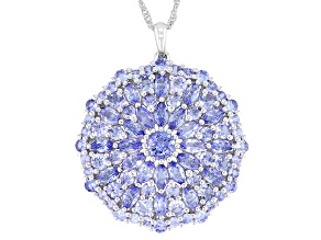 Pre-Owned Blue Tanzanite Rhodium Over Sterling Silver Pendant with Chain 7.49ctw