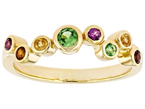 Pre-Owned Multi Garnet 18k Yellow Gold Over Sterling Silver Ring 0.43ctw