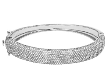 Picture of Pre-Owned White Cubic Zirconia Rhodium Over Brass Bangle 9.10ctw