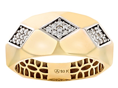 Pre-Owned 10k Yellow Gold & Rhodium Over 10k Yellow Gold Cubic Zirconia ...