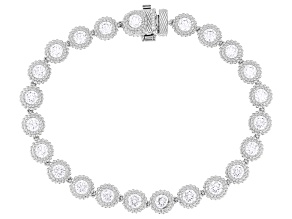 Pre-Owned Judith Ripka White Cubic Zirconia Rhodium Over Sterling Silver Haute Tennis Bracelet 12.20