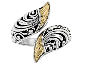 Pre-Owned Sterling Silver & 18K Gold Accents Bypass Ring